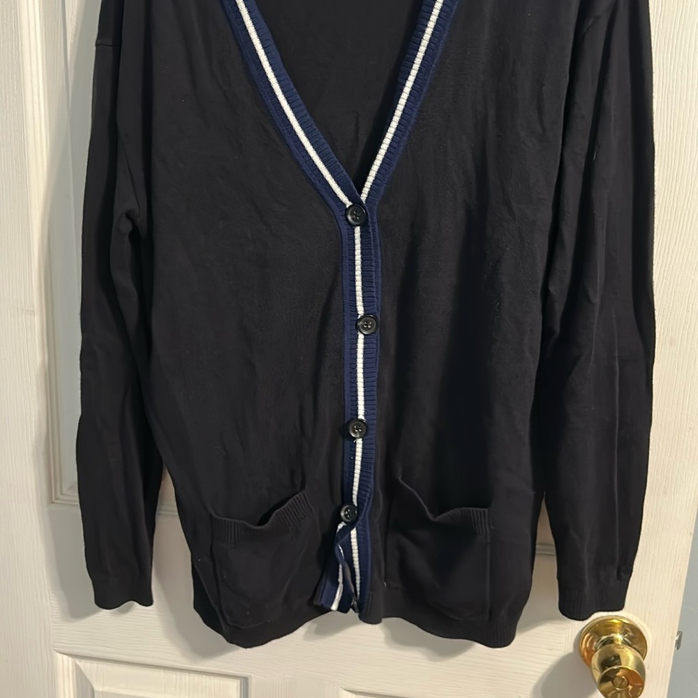 Lands' End Black Cardigan with White Trim
Button down Sz medium barely worn